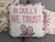 The "Trust in Dolly" Needlepoint Pillow made by Furbish featuring the phrase, "In Dolly We Trust" Perfect for anyone who...