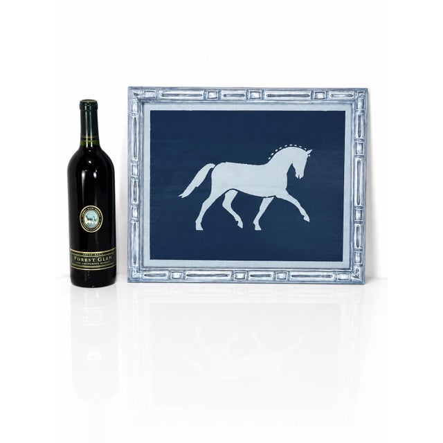 Contemporary Primitive Horse Painting in Navy & Slate Blue For Sale - Image 3 of 9