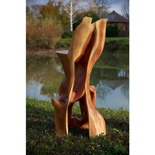 Contemporary Makha Wood Sculptural Bar Chair by Logniture For Sale - Image 3 of 16
