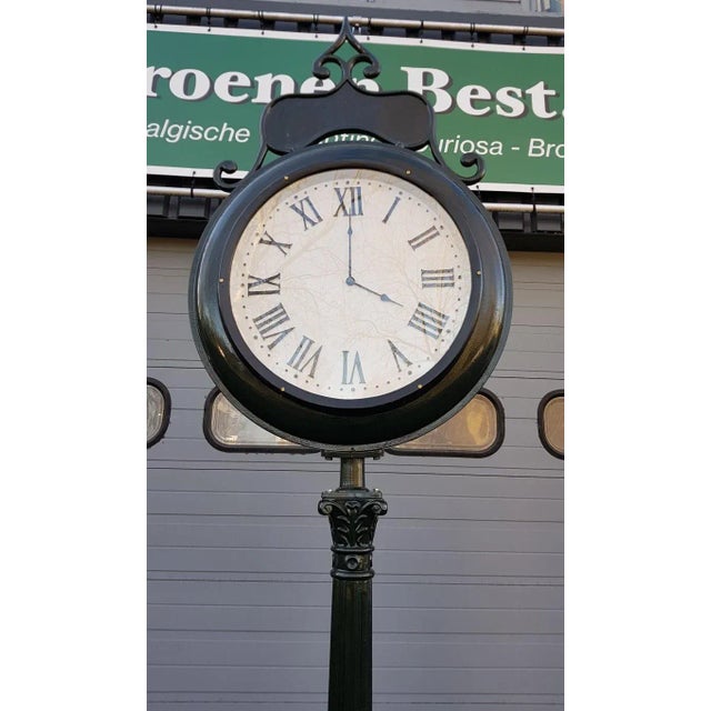 Vintage Double Sided Standing Station Clock For Sale - Image 10 of 13