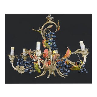 Antique Tole Grape Chandelier For Sale