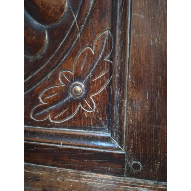 Brown Antique French Folk Art Bench, 1800s For Sale - Image 8 of 18