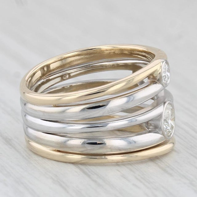 1.03ctw Diamond Orbit Multi-Band Ring 14k Yellow White Gold Size 8.5 For Sale In Greensboro - Image 6 of 8