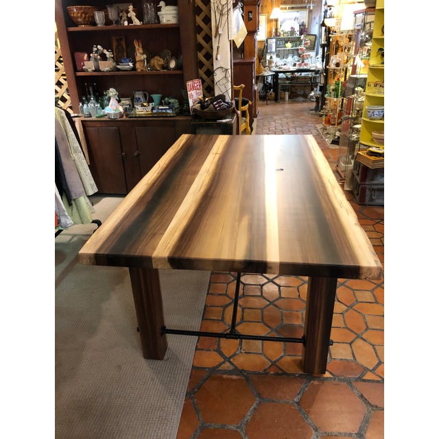 A handsome solid poplar farm table custom made by Amish artisan in Lancaster Pennsylvania having hand picked beautifully...