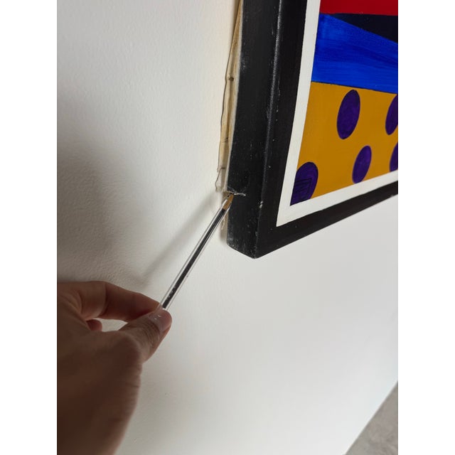 1980s Postmodern Geometric Abstract Acrylic on Canvas Painting, Unsigned For Sale - Image 11 of 12