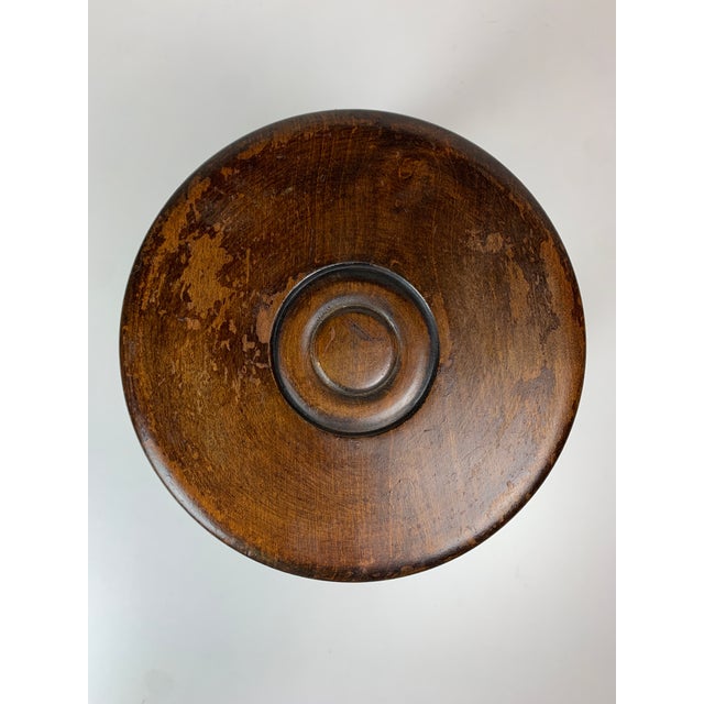 Mid-Century Modernist French Brutalist Wood Turned Tripod Stools, 1950s, Set of 2 For Sale - Image 16 of 18