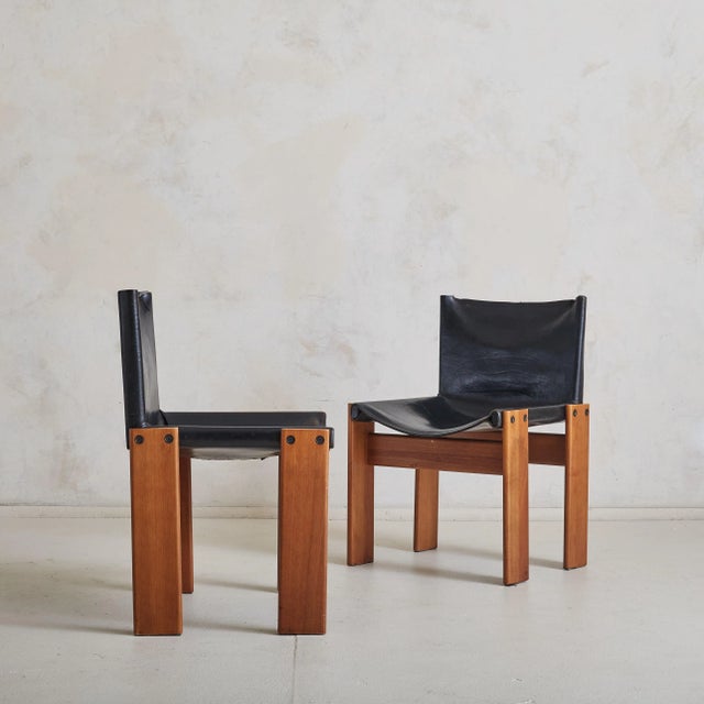 Black Italian 'Monk' Chair in Black Leather by Afra & Tobia Scarpa, 1974 For Sale - Image 8 of 14