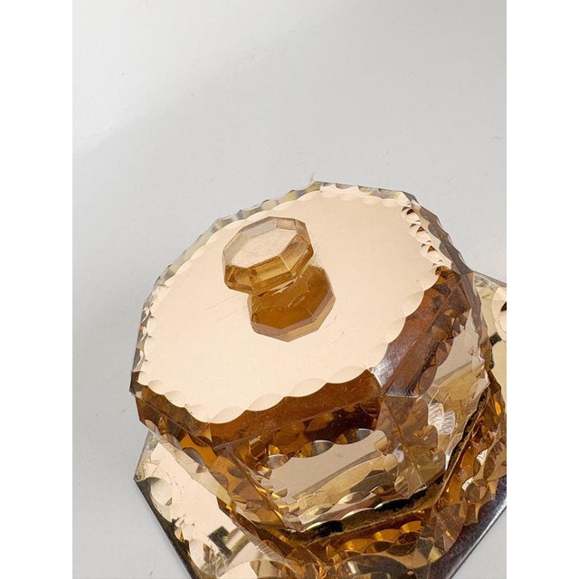 Glass Art Deco Pink-Tinted Glass Box with Saucer, France, 1940s For Sale - Image 7 of 12