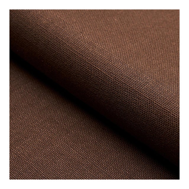 Sample - Schumacher Piet Performance Linen Fabric in Brown For Sale