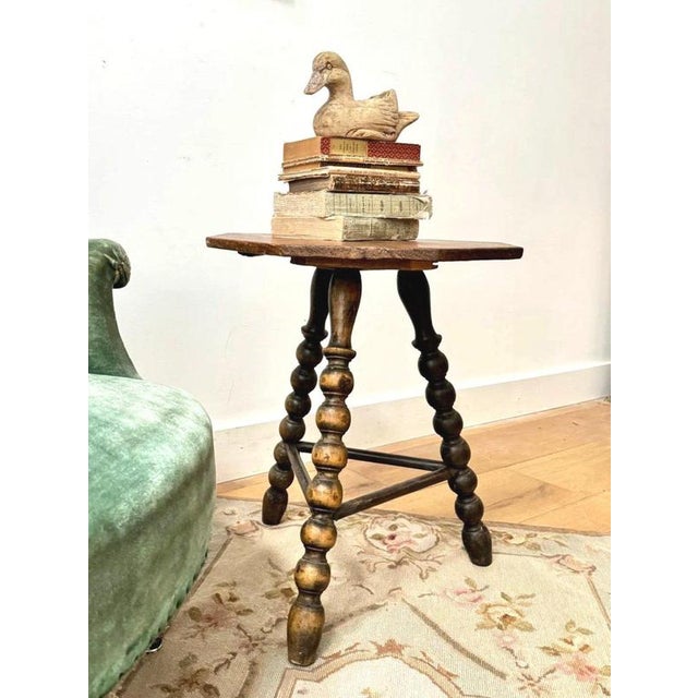 Victorian Wooden Bobbin Tripod Leg Side Table For Sale - Image 5 of 12