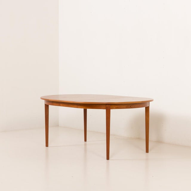 Large Vintage Teak Table with Four Inner Leaves by Henning Kjaernulf for Soro, 1960s For Sale - Image 4 of 18