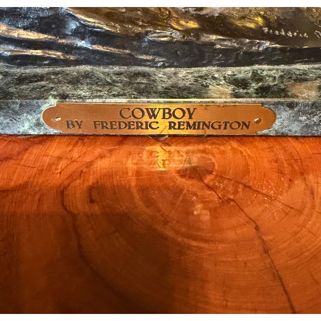 Late 20th Century Frederic Remington “Cowboy” Bronze Sculpture For Sale In Greenville, SC - Image 6 of 6