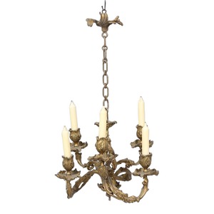 Mid 20th Century Louis XV Style Six-Light Gilt Bronze Chandelier