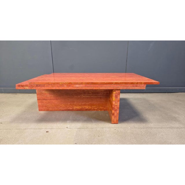 Red Travertine Coffee Table, 1970s For Sale - Image 11 of 14