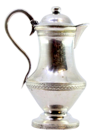 Silver Creamer with Strips and Knob Lid