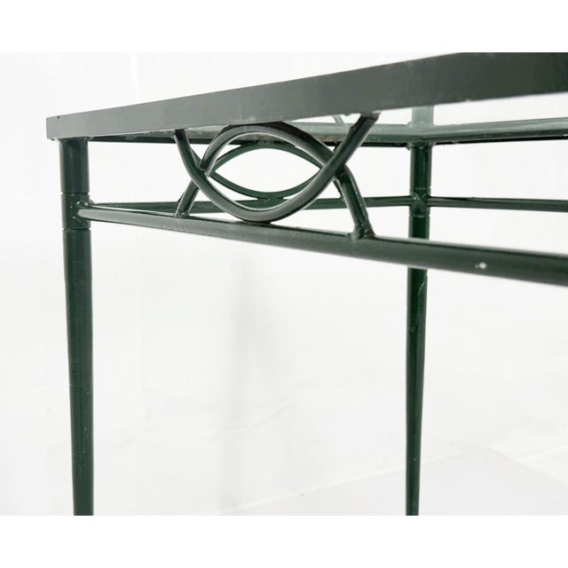1980s Attributed to Mario Papperzini for Janus Et Cie Green Iron and Glass Console Table For Sale - Image 18 of 18