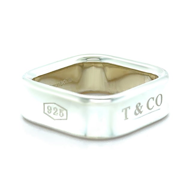 2020s Tiffany & Co. Sterling Silver 1837 Square Ring 11.34g, Size 8.5 For Sale - Image 5 of 7