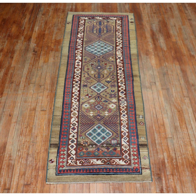 19th Century Zabihi Collection Tribal Persian Camel Hair Serab Runner - 3'3" x 9' For Sale In New York - Image 6 of 6