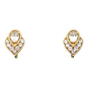 Vintage 1960s Signed Crown Trifari Clear Rhinestone Clip Earrings - 2 Pieces