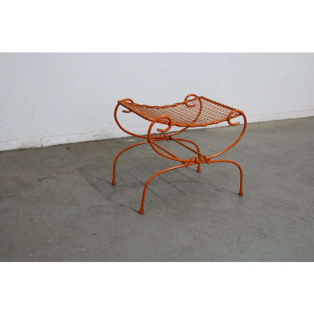 Vintage Mid-Century Modern Atomic Orange Metal Stool For Sale - Image 13 of 13