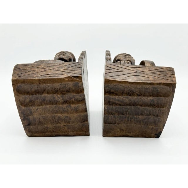 Mid 20th Century Mid-Century Hand-Carved Ifugao Igorot Tribal Drummers Bookend Pair For Sale - Image 5 of 5