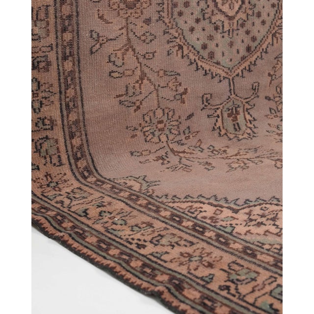 Textile 1970s Vintage Turkish Oushak Handmade Wool Cotton Brown Area Rug For Sale - Image 7 of 11