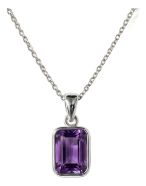 Amethyst Emerald Cut Pendant, Bezel Setting Stackable Pendant