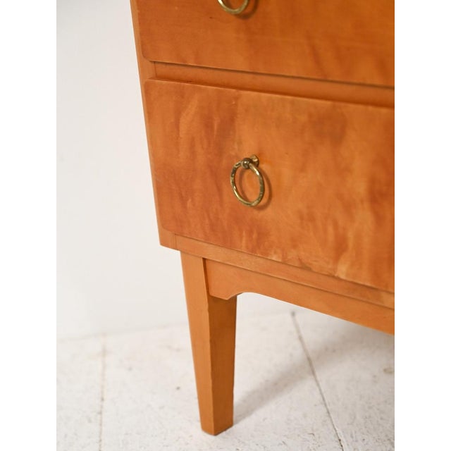 Scandinavian Birch Chest of Drawers with Brass Handles, 1950s For Sale - Image 9 of 11