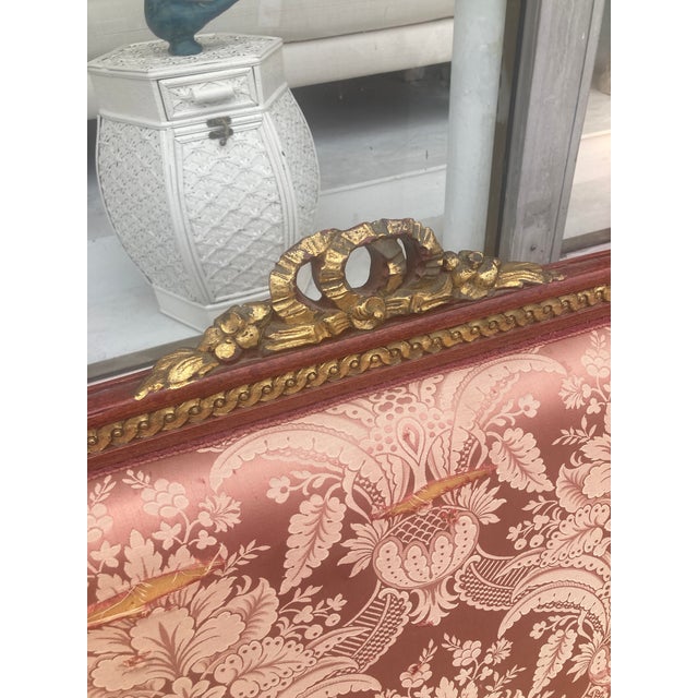 Louis XVI Style Venetian Loveseat With Original Stained Red With Gilt Finish For Sale - Image 11 of 13