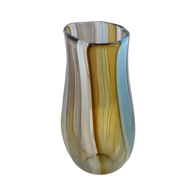 Glass Hand Blown Murano-Style Glass Tiki Beach Inspired Flower Vase by Designer Karen Curtis For Sale - Image 7 of 10