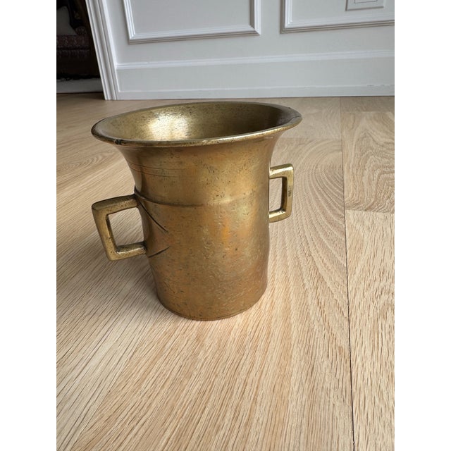 Metal Antique 19th-Century Austrian Heavy-Cast Brass Mortar and Pestle For Sale - Image 7 of 7