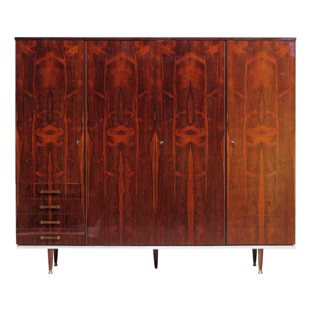 Mid-Century Modern 4-Door Wardrobe in Rosewood, 1960s For Sale