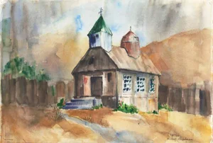 'Grey Outpost, Fort Ross, California' by Muriel Backman, 1960; Bay Area Woman Artist, Historic Park