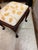 Vintage Queen Anne Style Footstool Features Dark Wood Cabriole Legs With Pad Feet and an Off-White Cushion Upholstered in a Yellow Leaf Pattern For Sale In Dallas - Image 6 of 8