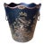 Mid 20th Century Italian Tole Chinoiserie Wastebasket Cache Pot With Lions Head Detail and Scalloped Edge Hand Painted For Sale