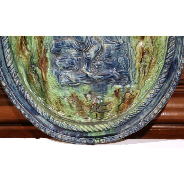 19th Century French Glazed Terracotta Relief Plate Signed "Gambut Aîné À Beaune" For Sale - Image 4 of 6