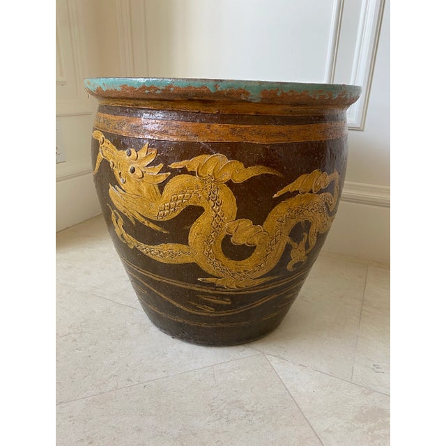 Vintage 1960s Very Large Tony Duquette Style Asian Brown Dragon Egg Pot For Sale - Image 11 of 11