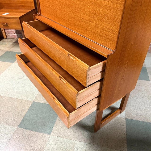 Mid-Century Modern Teak Secretary Desk Attributed to Turnidge For Sale - Image 6 of 8