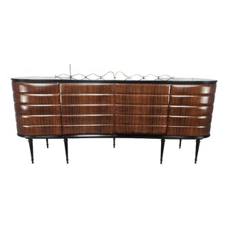Art Deco Sideboard in Rosewood with Black Glass Top attributed to Vittorio Dassi, 1940 For Sale