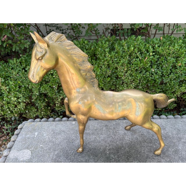 1960s Large Hollywood Regency Brass Horse Sculpture For Sale - Image 9 of 10