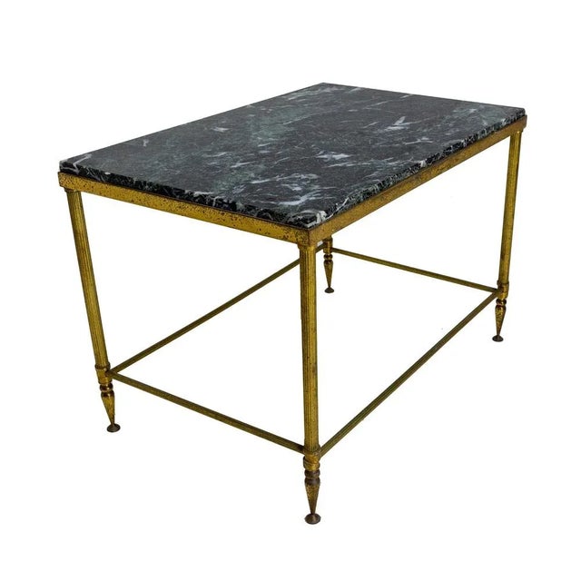 Mid-Century Marble and Gilt Brass Coffee Table from Maison Jansen, France For Sale - Image 4 of 7