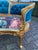 1970s French Louis XVI Blue Velvet Gilt Beechwood Corbeille Settee For Sale - Image 9 of 15