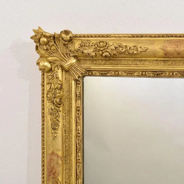 Gold Antique Gold Leaf Mirror, 1840 For Sale - Image 8 of 11