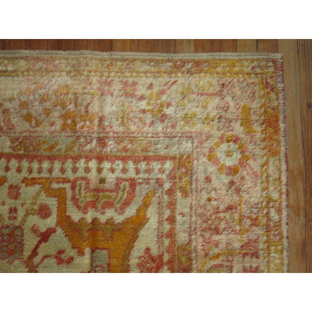 Ivory Antique Angora Oushak Rug For Sale - Image 4 of 6