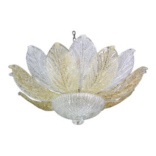 Vintage Italian Murano Glass Amber and Trasparent Ceiling Light For Sale