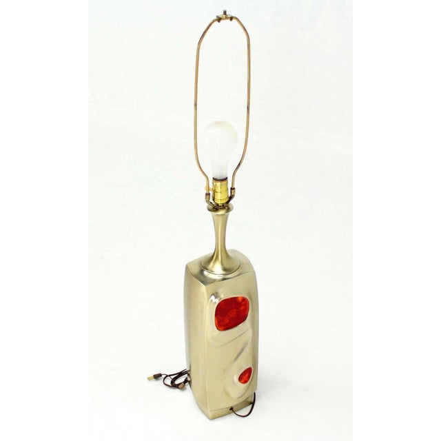 Mid-Century Modern Art Nouveau Revival Style Cast Metal Base Table Lamp For Sale - Image 10 of 10