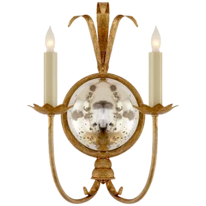 Chapman & Myers for Visual Comfort Signature Gramercy Double Sconce in Gilded Iron
