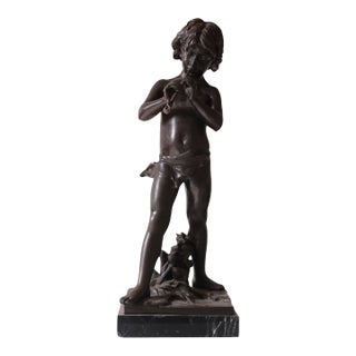 19th Century French Bronze Figural Sculpture of a Boy For Sale