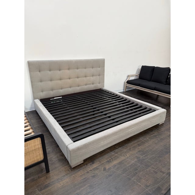 Design Plus Gallery presents a King Size Modena Tufted Platform Bed Frame by Restoration Hardware. This upholstered...