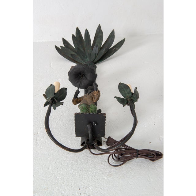 Late 19th Century Antique Hand-Painted Iron Chinoiserie Sconces, France, 19th Century - a Pair For Sale - Image 5 of 13